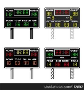 American Scoreboard. Time, Guest, Home. Basketball Scoreboard. Time, Guest, Home Electronic Wireless Scoreboard Timer Vector