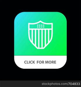 American, Shield, Security, Usa Mobile App Button. Android and IOS Line Version