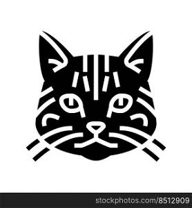 american shorthair cat cute pet glyph icon vector. american shorthair cat cute pet sign. isolated symbol illustration. american shorthair cat cute pet glyph icon vector illustration