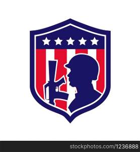 American soldier with american flag crest icon vector image