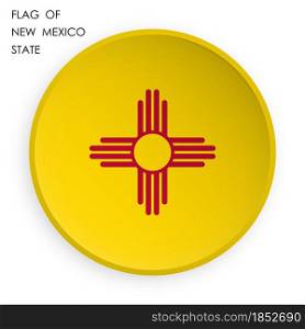 american state of New Mexico flag icon in modern neomorphism style. Button for mobile application or web. Vector on white background