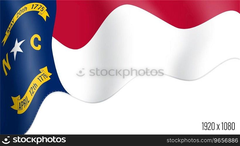 American state of North Carolina realistic founding day background. USA state of North Carolina banner in motion waving, fluttering in wind. Festive patriotic HD format template for independence day