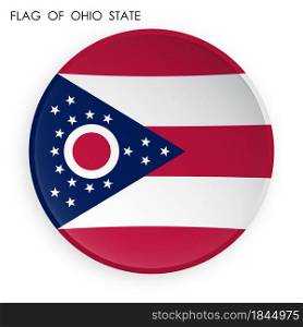 american state of OHIO flag icon in modern neomorphism style. Button for mobile application or web. Vector on white background