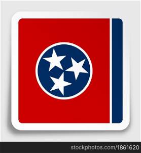 american state of Tennessee flag icon on paper square sticker with shadow. Button for mobile application or web. Vector