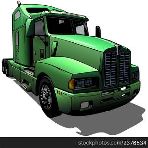 American Truck from Front View - Colored Illustration Isolated on White Background, Vector