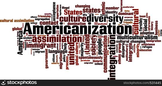 Americanization word cloud concept. Vector illustration