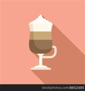 Americano latte icon flat vector. Glass cafe. Cream morning. Americano latte icon flat vector. Glass cafe