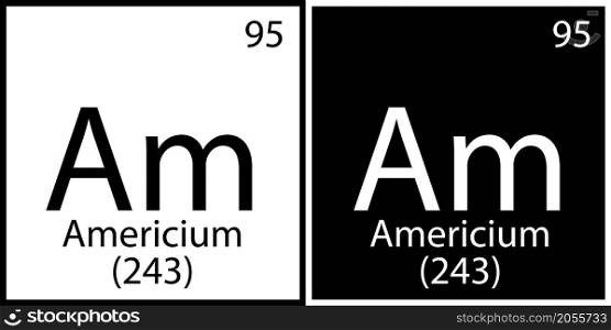 Americium chemical sign. Mendeleev table. Flat art. Science structure. Square frames. Vector illustration. Stock image. EPS 10.. Americium chemical sign. Mendeleev table. Flat art. Science structure. Square frames. Vector illustration. Stock image.