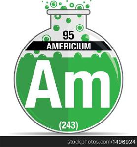 Americium symbol on chemical round flask. Element number 95 of the Periodic Table of the Elements - Chemistry. Vector image