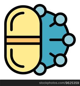 Amino capsule icon outline vector. Molecular protein. Chain vitamin color flat. Amino capsule icon vector flat