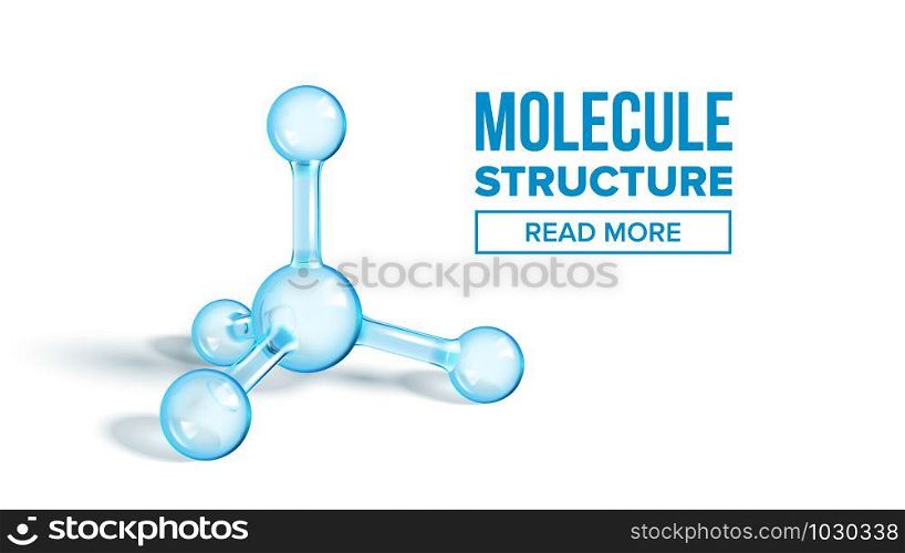 Ammonia Molecule Structure Landing Page Vector. Chemistry Science Molecule For Website or Webpage. Reflective And Refractive Abstract Molecular Shiny Connected Spheres Transparent Illustration. Ammonia Molecule Structure Landing Page Vector
