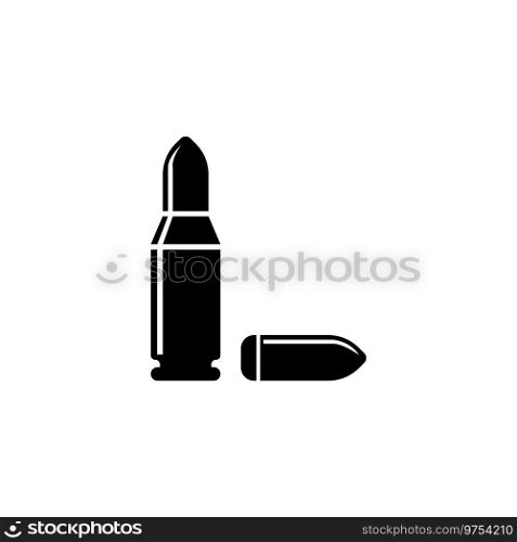 Ammunition Bullet. Flat Vector Icon. Simple black symbol on white background. Ammunition Bullet Flat Vector Icon