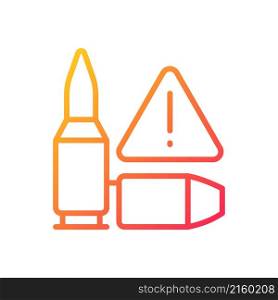 Ammunition smuggling gradient linear vector icon. Gunrunning. Bullets and shells illegal trade. Armament black market. Thin line color symbol. Modern style pictogram. Vector isolated outline drawing. Ammunition smuggling gradient linear vector icon
