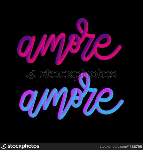 Amore 3D slogan modern Fashion Slogan for T-shirt graphic vector Print set. Amore 3D slogan modern Fashion Slogan for T-shirt graphic vector Print