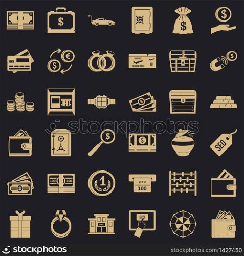 Amount of money icons set. Simple set of 36 amount of money vector icons for web for any design. Amount of money icons set, simple style