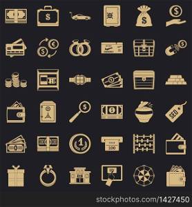 Amount of money icons set. Simple set of 36 amount of money vector icons for web for any design. Amount of money icons set, simple style
