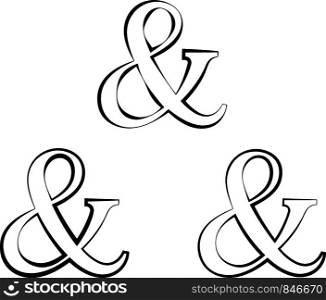 Ampersand Icon Calligraphic, Alphabet Ampersand Symbol Vector Art Illustration