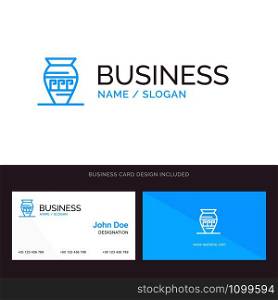 Amphora, Ancient Jar, Emojis, Jar, Greece Blue Business logo and Business Card Template. Front and Back Design
