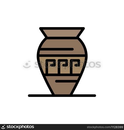 Amphora, Ancient Jar, Emojis, Jar, Greece Flat Color Icon. Vector icon banner Template
