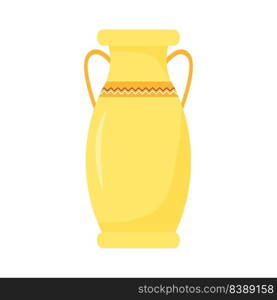 Amphora semi flat color vector object. Two-handled vase. Antique pottery. Full sized item on white. Ancient greek symbol. Simple cartoon style illustration for web graphic design and animation. Amphora semi flat color vector object