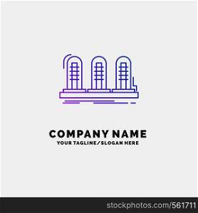 amplifier, analog, lamp, sound, tube Purple Business Logo Template. Place for Tagline. Vector EPS10 Abstract Template background
