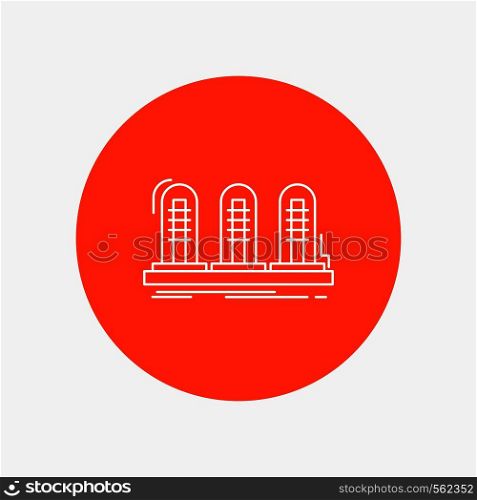 amplifier, analog, lamp, sound, tube White Line Icon in Circle background. vector icon illustration. Vector EPS10 Abstract Template background