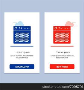 Amplifier, Audio, Device, Multimedia, Portable Blue and Red Download and Buy Now web Widget Card Template