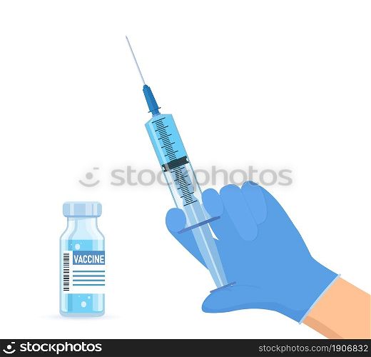 Ampoule and syringe with medicament. Coronavirus covid 19 vaccination concept. Injection syringe needles. Medical equipment. Healthcare, hospital and medical diagnostics.. Ampoule and syringe with medicament.