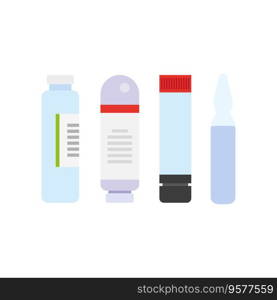 ampoules with medicine and injection bottles, flat style