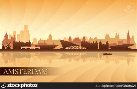 Amsterdam city skyline silhouette background, vector illustration&#xA;