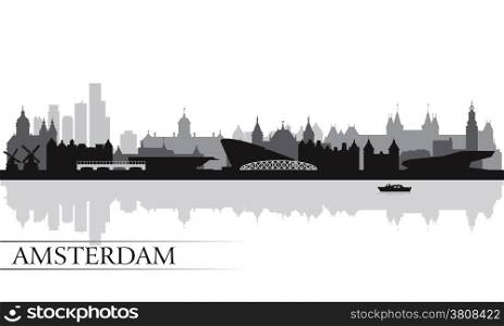 Amsterdam city skyline silhouette background, vector illustration&#xA;