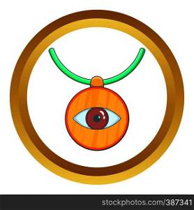 Amulet against the evil eye vector icon in golden circle, cartoon style isolated on white background. Amulet against the evil eye vector icon