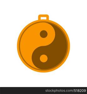 Amulet of yin yang icon in flat style isolated on white background. Amulet of yin yang icon