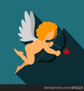 Amur or Cupid icon. Flat illustration of Amur or Cupid vector icon for web on baby blue background. Amur or Cupid icon, flat style