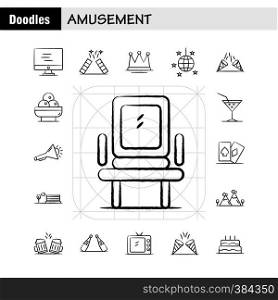 Amusement Hand Drawn Icon for Web, Print and Mobile UX/UI Kit. Such as: Monitor, Screen, Play, Media, Amusement Park, Confetti, Confetti Pictogram Pack. - Vector