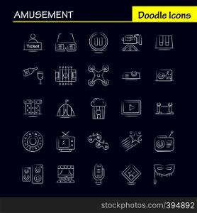 Amusement Hand Drawn Icon for Web, Print and Mobile UX/UI Kit. Such as: Ticket, Sale, Mane, Cinema, Drone, Camera, Video, Media, Pictogram Pack. - Vector