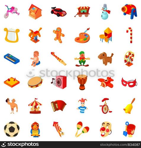 Amusement icons set. Cartoon style of 36 amusement vector icons for web isolated on white background. Amusement icons set, cartoon style