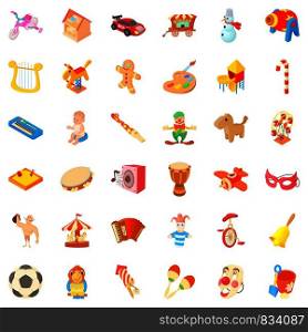 Amusement icons set. Cartoon style of 36 amusement vector icons for web isolated on white background. Amusement icons set, cartoon style