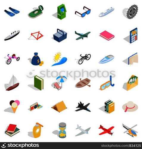 Amusement icons set. Isometric style of 36 amusement vector icons for web isolated on white background. Amusement icons set, isometric style