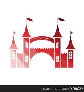 Amusement park entrance icon. Flat color design. Vector illustration.