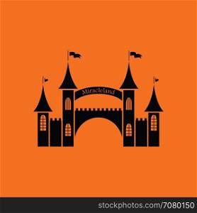 Amusement park entrance icon. Orange background with black. Vector illustration.