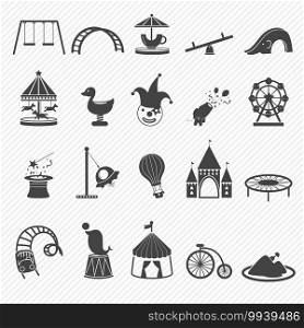 Amusement Park icons set illustration