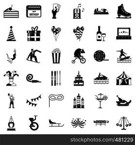Amusement park icons set. Simple style of 36 amusement park vector icons for web isolated on white background. Amusement park icons set, simple style