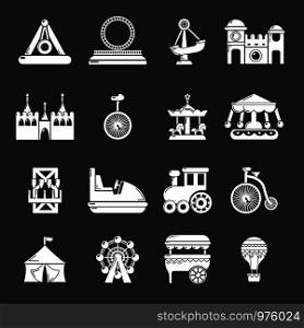 Amusement park icons set vector white isolated on grey background . Amusement park icons set grey vector