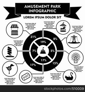 Amusement park infographic elements in simple style for any design. Amusement park infographic elements, simple style