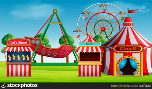 Amusement park scene at daytime
