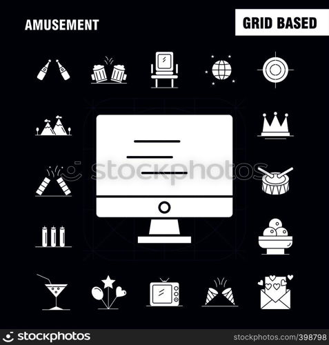 Amusement Solid Glyph Icon for Web, Print and Mobile UX/UI Kit. Such as: Monitor, Screen, Play, Media, Amusement Park, Confetti, Confetti Pictogram Pack. - Vector