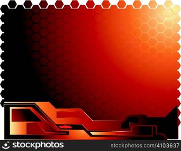 An abstract honey comb background with a circuit board dash style