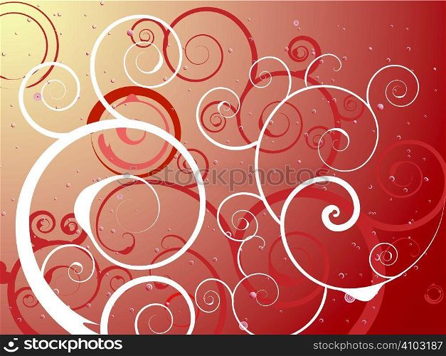 An abstract red hot background with a floral design