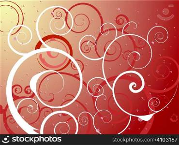 An abstract red hot background with a floral design